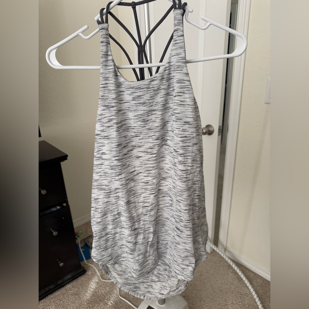 Gray and white Lululemon Tank Top with Bra